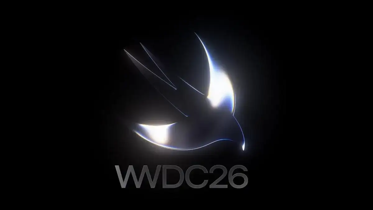 WWDC 2026 silver bird logo on dark background